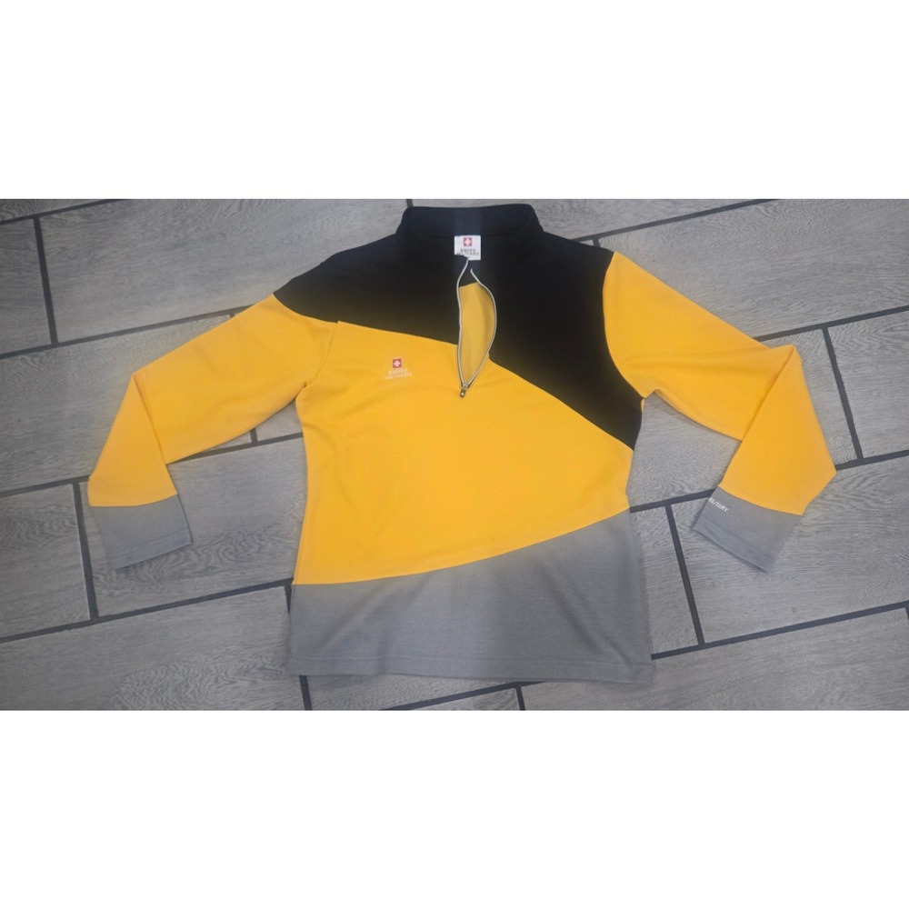 Swiss Military Quarter Zip Pullover Yellow Black Grey Colorblock Mens-M